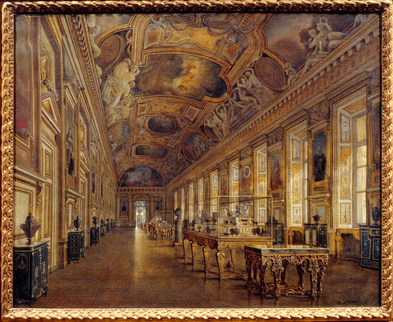 Udsigt over Apollons store galleri på Musée du Louvre i 1880 (olie på lærred) af Victor Duval