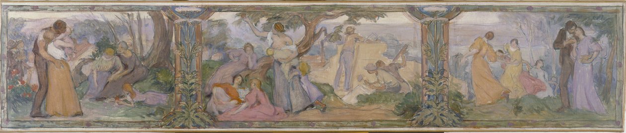 Skitse til rådhuset i Issy-les-Moulineaux: La Vie, mellem 1896 og 1897 (olie på lærred) af Victor Emile Prouve