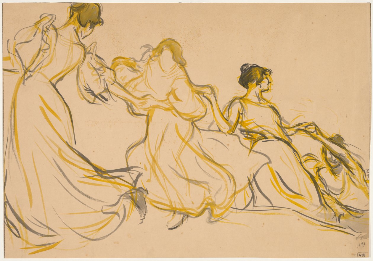 Studie til udsmykningen til Salle des Fêtes til rådhuset i det 11. arrondissement i Paris, 1897. af Victor Emile Prouve