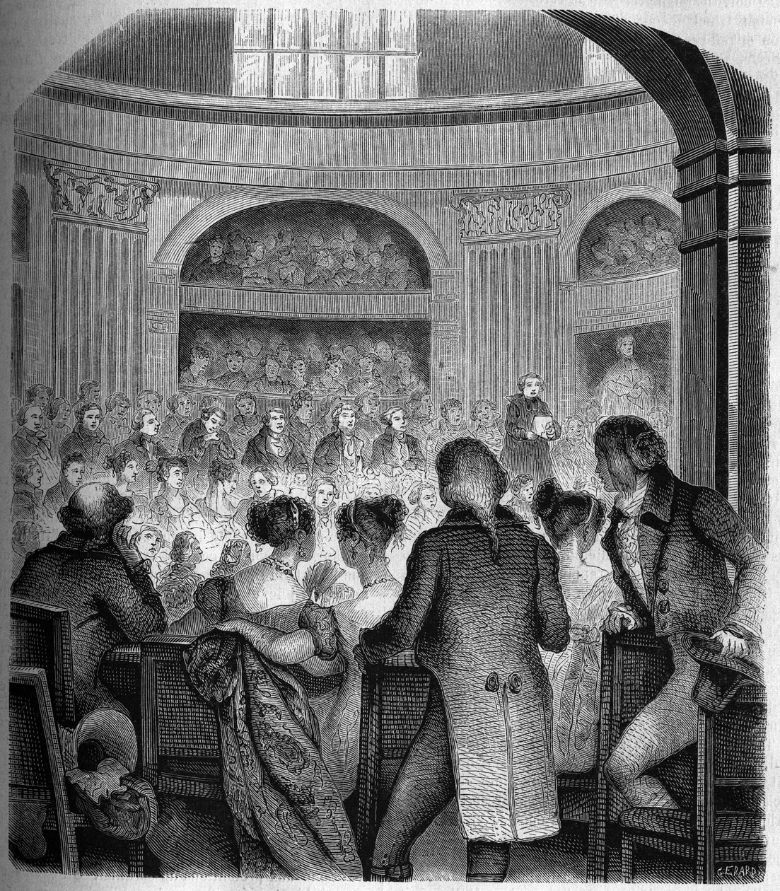 Modtagelse af Abbe Jean Sibrake (Jean-Sibrakes) (Siffrein) Maury (1746-1817) på Academy Francaise i 1785 - Gravering af Franck af Victor Franck