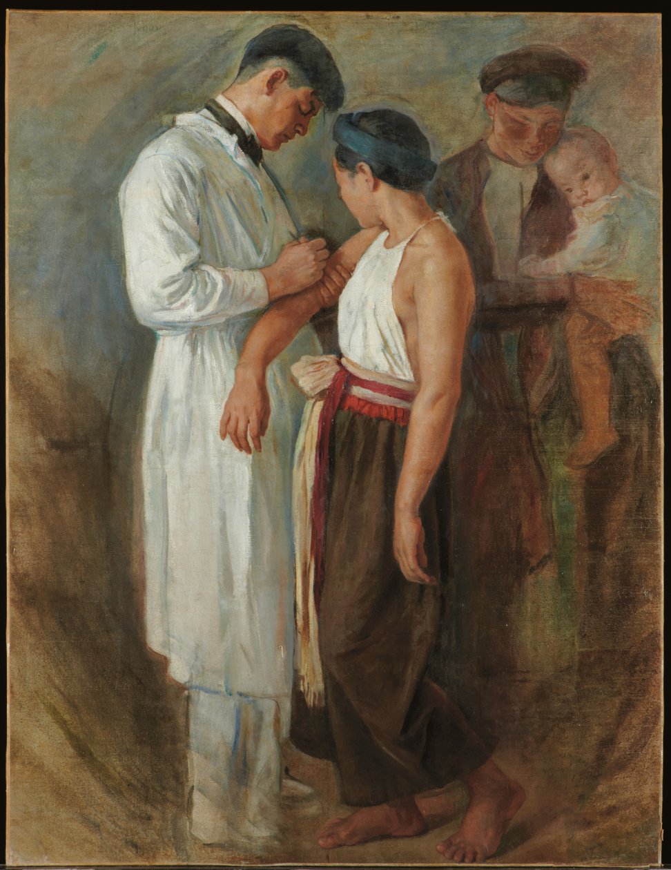 La Vaccination, ca. 1923 (olie på lærred) af Victor Francois Tardieu