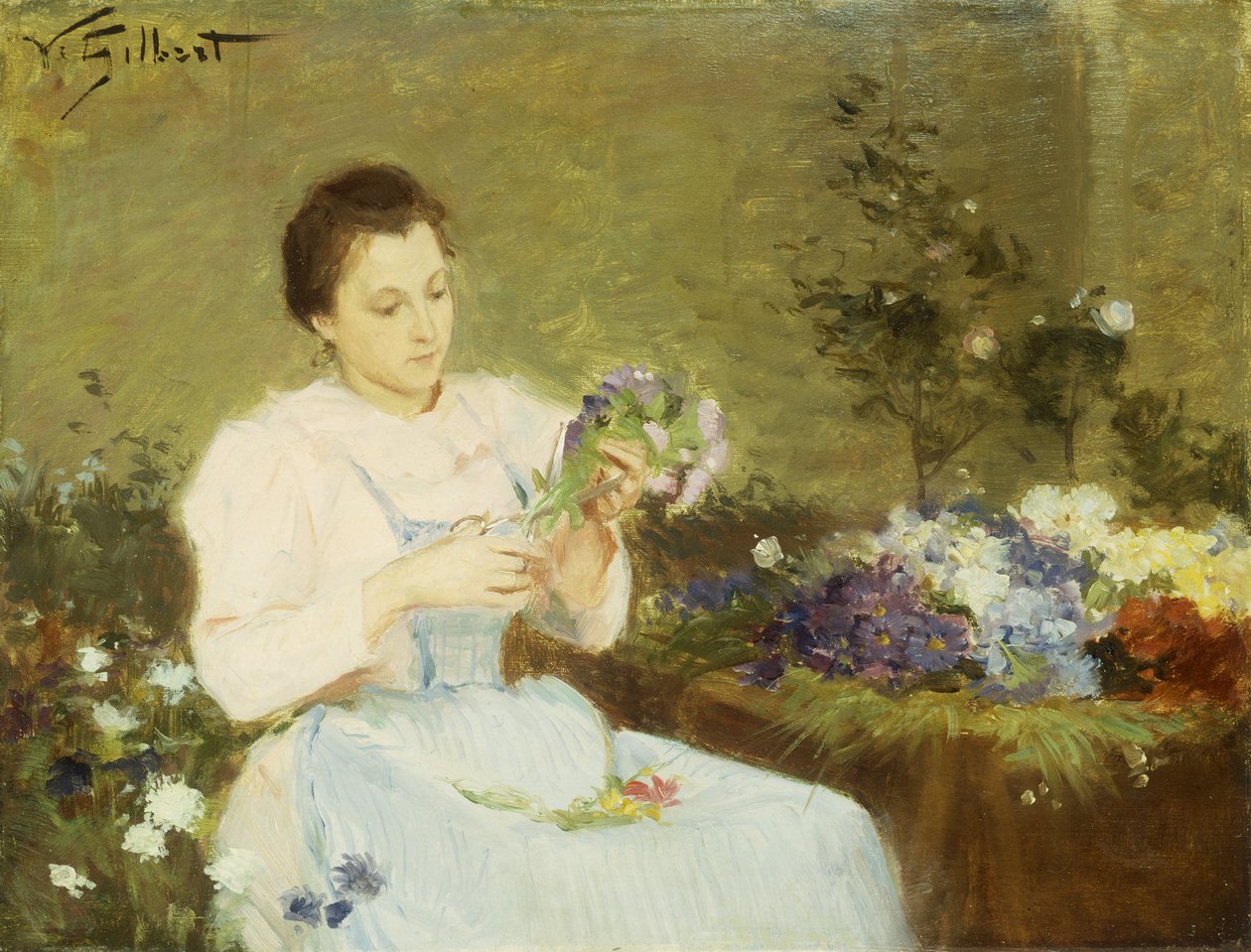 Arrangering af blomster til en forårsbuket af Victor Gabriel Gilbert
