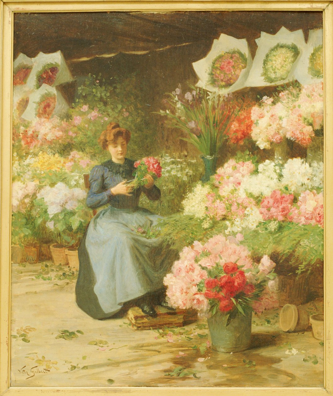 Blomstersælger foran Madeleine Kirke af Victor Gabriel Gilbert
