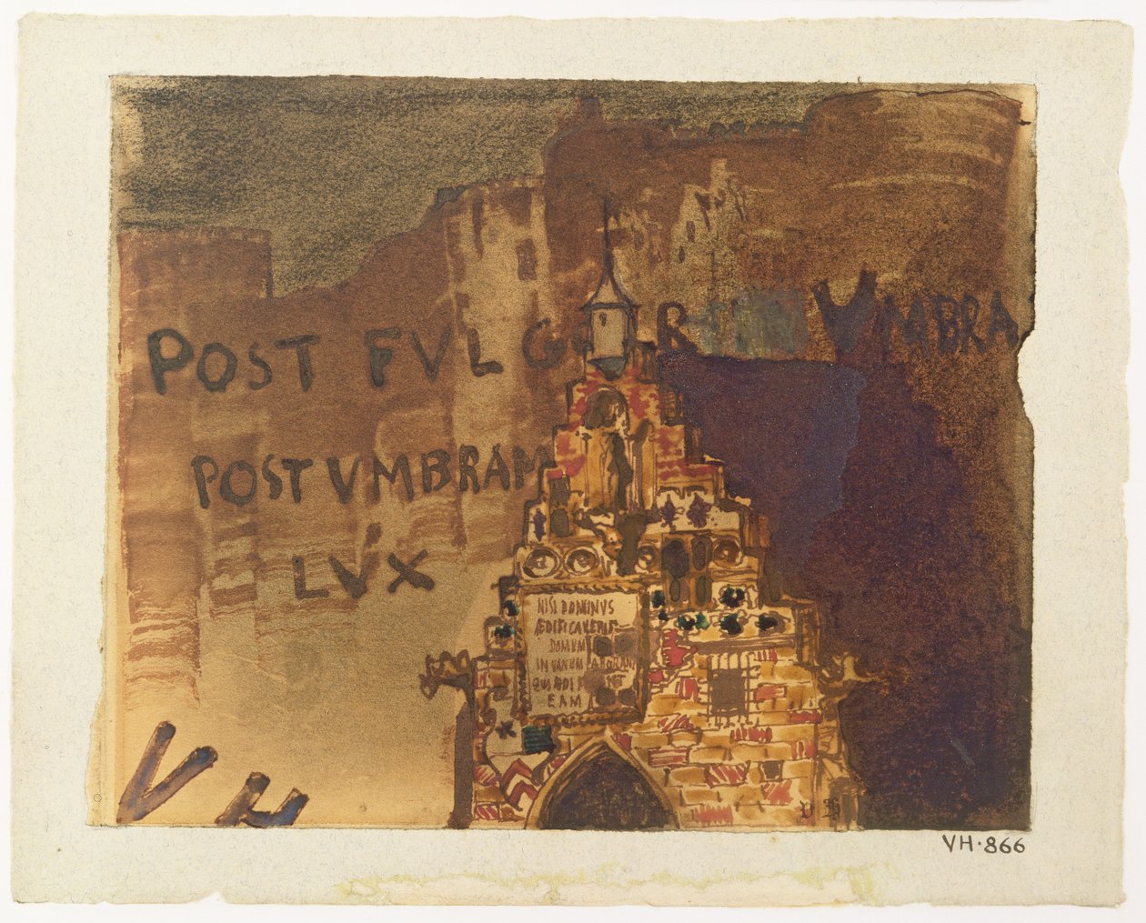House of Chevalier de Saint-Georges, Heidelberg (pen og blæk og wc på papir) af Victor Hugo