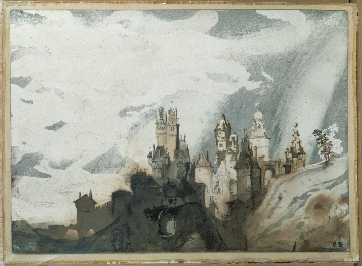 Le gay chateau (pen og lavering) af Victor Hugo