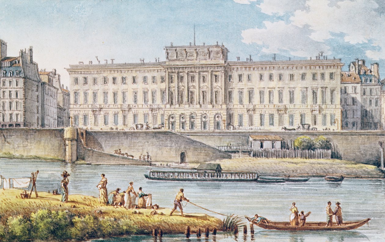 Udsigt over Hotel des Monnaies ved sammenløbet af de to grene af Seinen af Victor Jean Nicolle