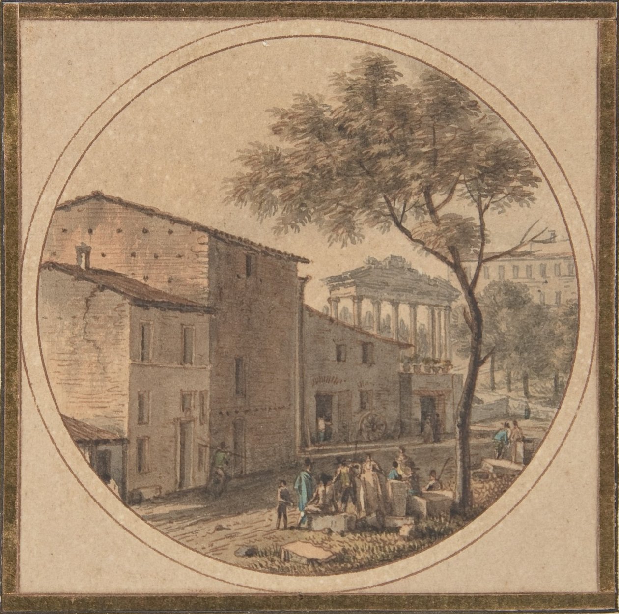 Udsigt over Forum Romanum med Saturntemplet i baggrunden af Victor Jean Nicolle