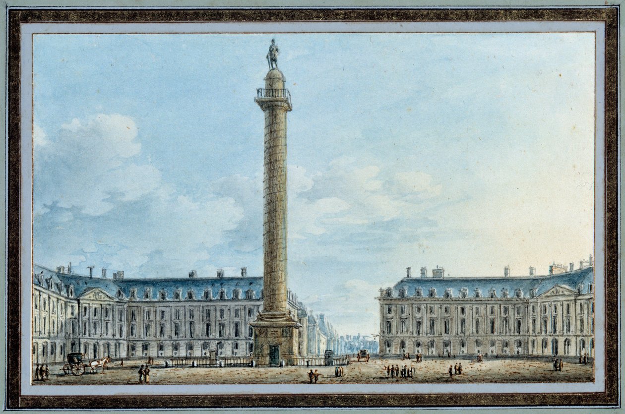 Udsigt over klokkesøjlen placeret Place Vendome i Paris Akvarel af Victor Jean Nicolle (1754-1828) Omkring 1810 Søn. 0,67x0,12 m Malmaison, musee du chateau af Victor Jean Nicolle