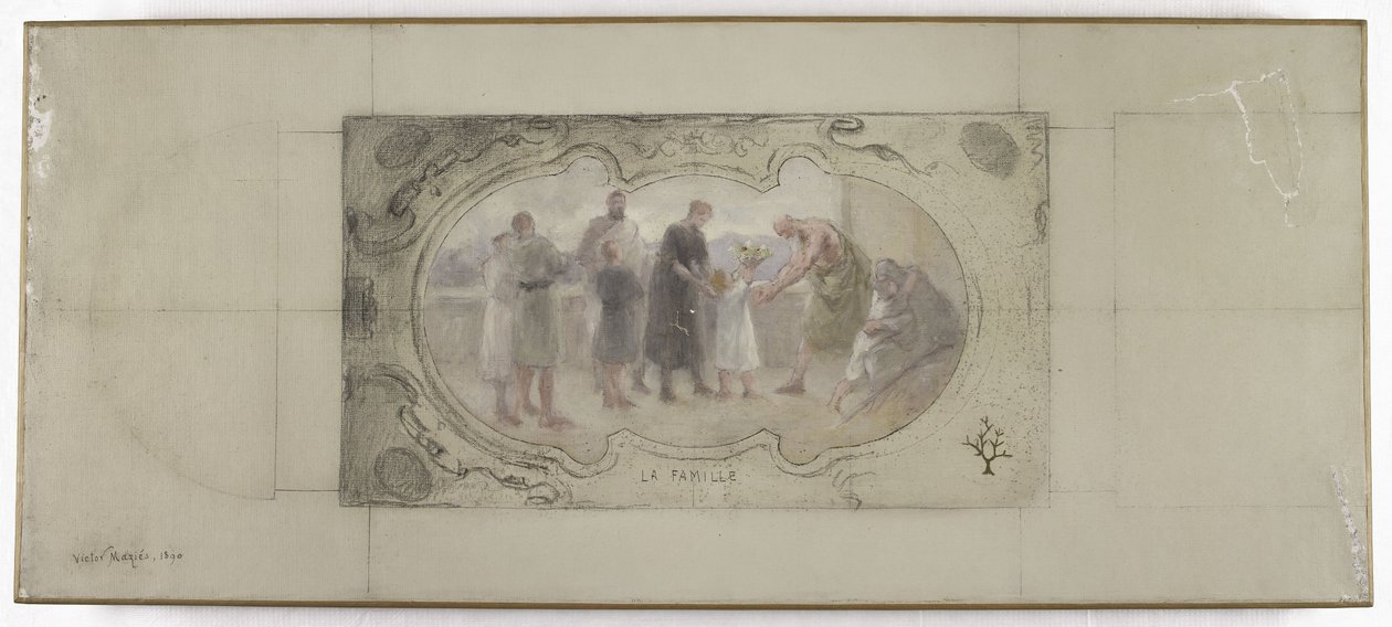 Skitse til Galerie Lobau, Hôtel de Ville, Paris: Familien af Victor Jean Pierre Maziès