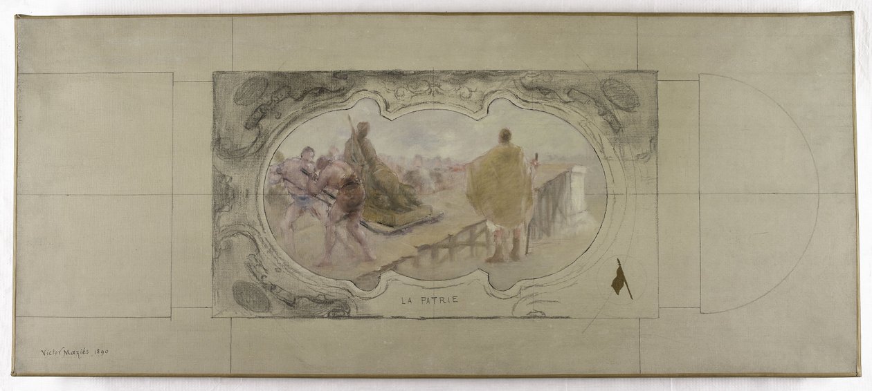 Skitse til Lobau-galleriet på rådhuset i Paris: La Patrie af Victor Jean Pierre Maziès