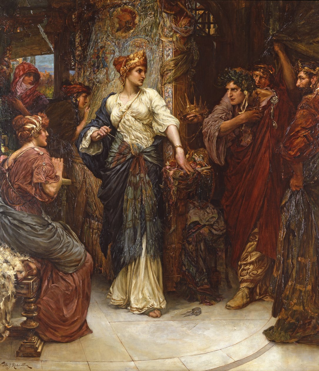 Penelope og bejlerne, 1900 af Victor John Robertson