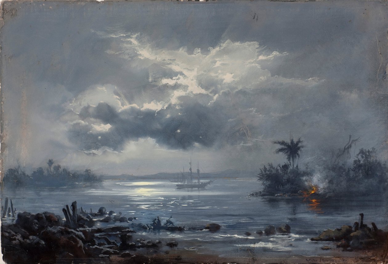 Undersøgelse til "Passage of Humaitá" af Victor Meirelles