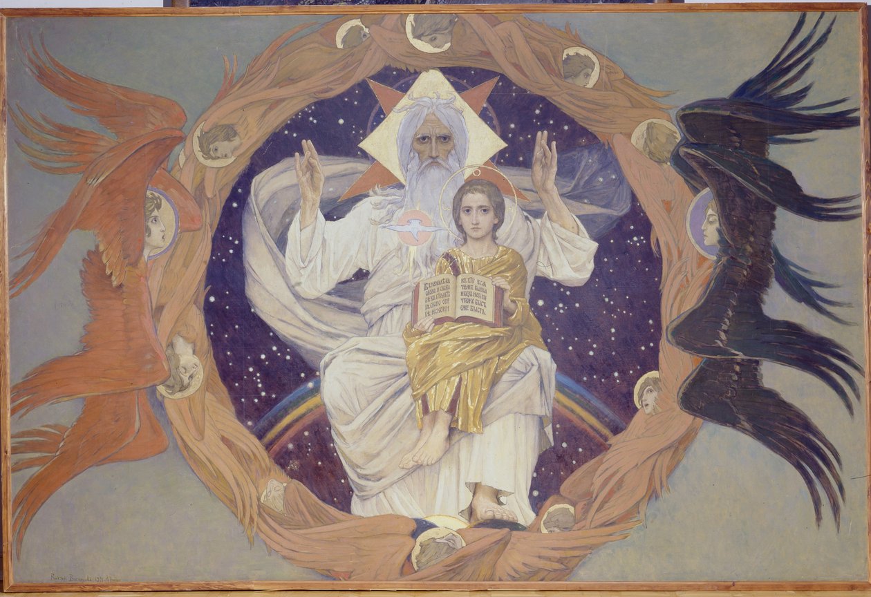 Hellig Treenighed, forberedende skitse til Alexander Nevsky-katedralen i Warszawa, 1907 af Victor Mikhailovich Vasnetsov