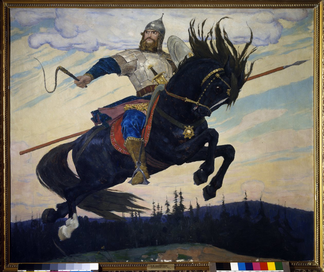 Ilya Muromets (Elie af Murom) (Ilya Muromets). Russisk legendarisk helt. Maleri af Viktor Mikhailovich Vasnetsov (1848-1926), olie på lærred af Victor Mikhailovich Vasnetsov