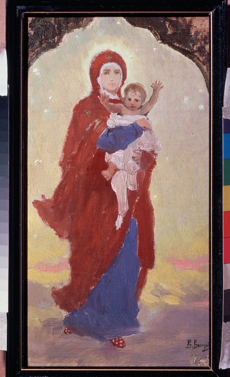 Jomfruen og barnet (Virgin and Child) - Maleri af Viktor Mikhaylovich Vasnetsov (1848-1926), olie på lærred af Victor Mikhailovich Vasnetsov