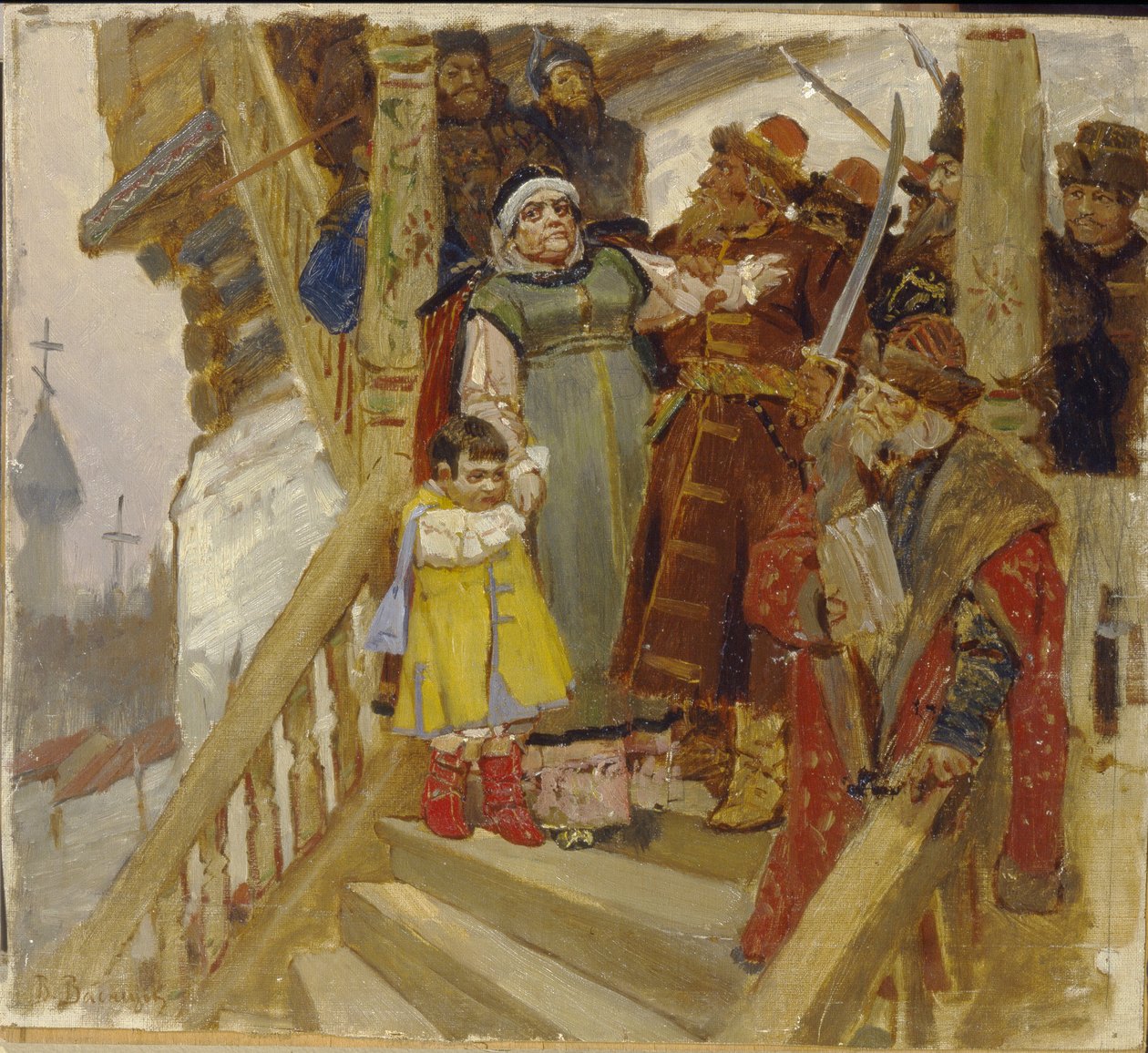 Anholdelsen af ​​Martha Boretskaya (eller Marfa Posanidsa eller Martha borgmesteren) i Novgorod (Rusland) i 1478 - Anholdelsen af ​​Marfa Boretskaya i Novgorod i 1478 - Maleri af Viktor Mikhaylovich Vasnetsov (1848-1926), olie på træ af Victor Mikhailovich Vasnetsov