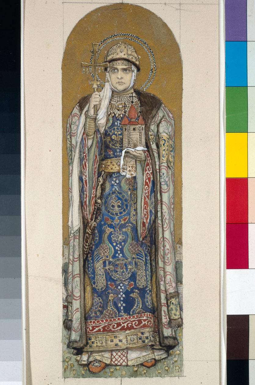 Sankt Olga, prinsesse af Kiev (Undersøgelse af fresker i St. Vladimirs katedral i Kiev) af Victor Mikhailovich Vasnetsov