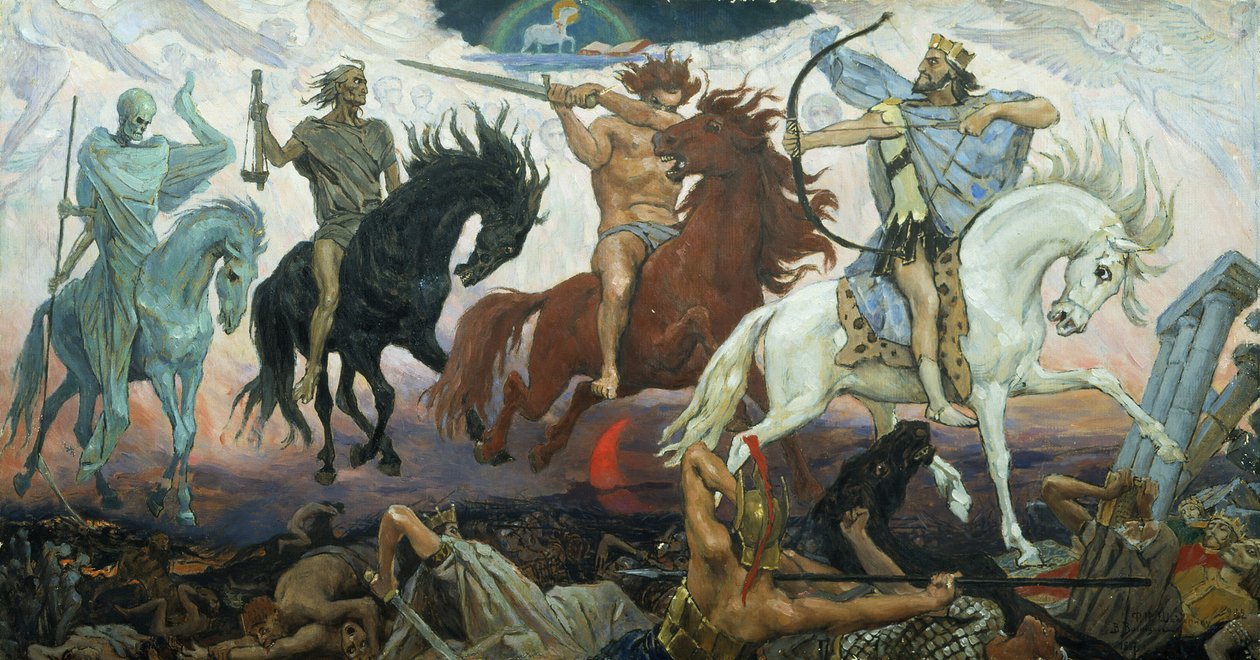 Apokalypsens fire ryttere, 1887 af Victor Mikhailovich Vasnetsov