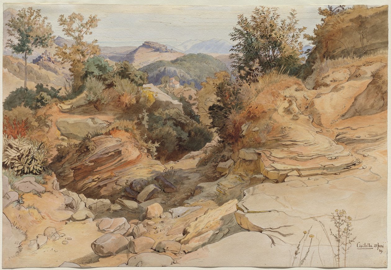 Sabinebakkerne og Rocca Santo Stefano, set fra Civitella af Victor Paul Mohn