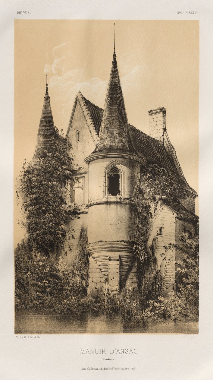 Malerisk arkitektur eller monumenter fra det 15. århundrede. Og XVI. Centuries: Chateaux of France of the XV and XVI Centuries: Pl. 98, Manoir d