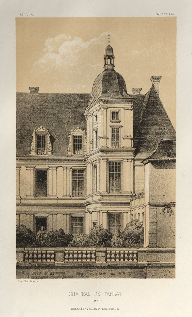 Malerisk arkitektur eller monumenter fra det 15. århundrede. Og XVI. Centuries: Chateaux De France fra det XV og XVI århundreder: Pl. 33, Château De Tanlay (Yonne) af Victor Petit