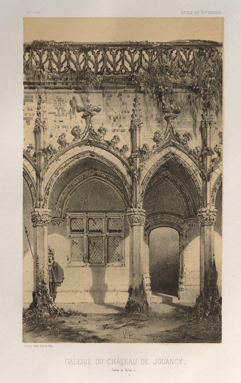 Malerisk arkitektur eller monumenter fra det 15. århundrede. Og XVI. Centuries: Chateaux De France fra det XV og XVI århundreder: Pl. 41, Galleri Château De Jouancy (Saone et Loire) af Victor Petit