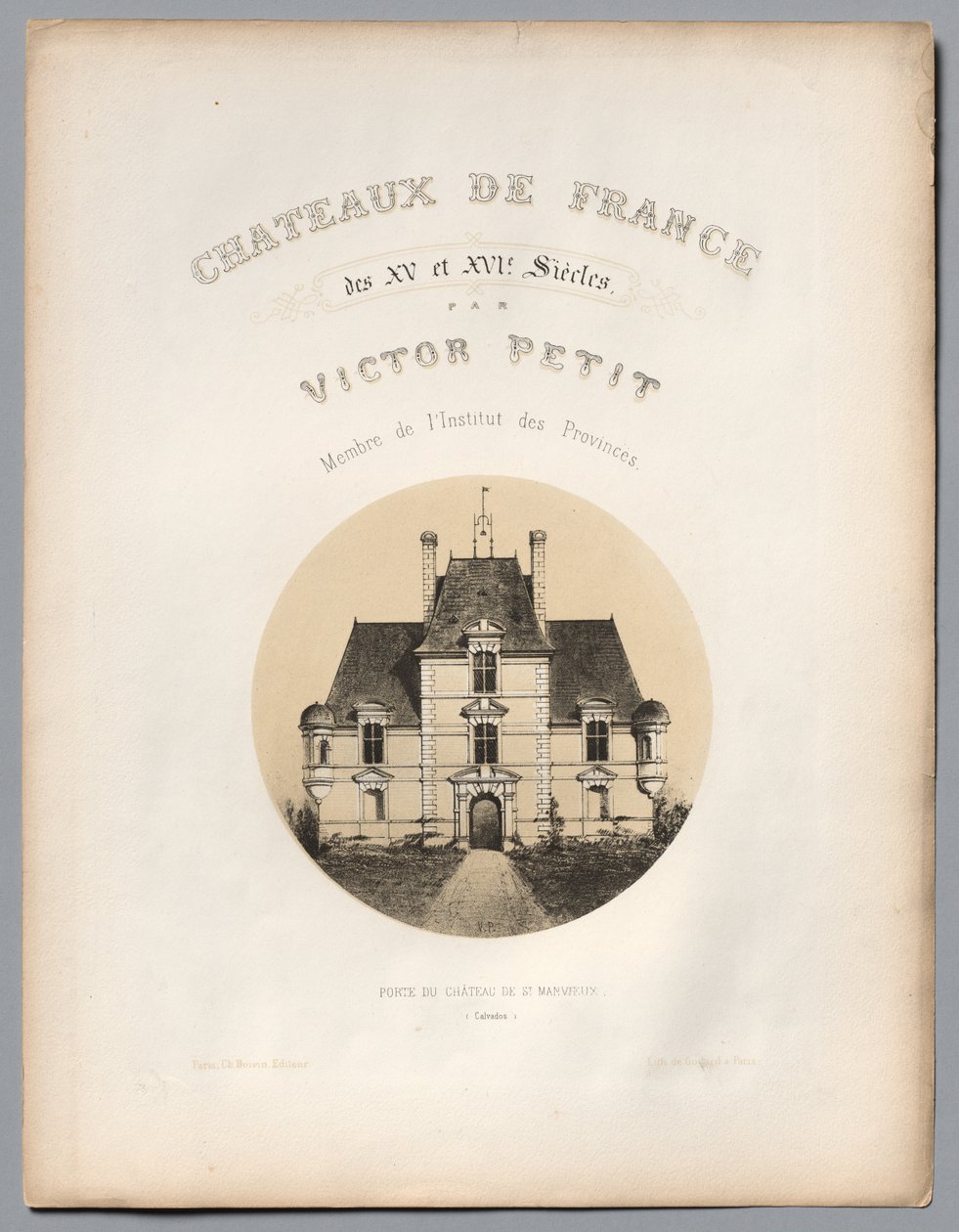 Frontispice, Porten til Château de St Manvieux Calvados, 1860. af Victor Petit