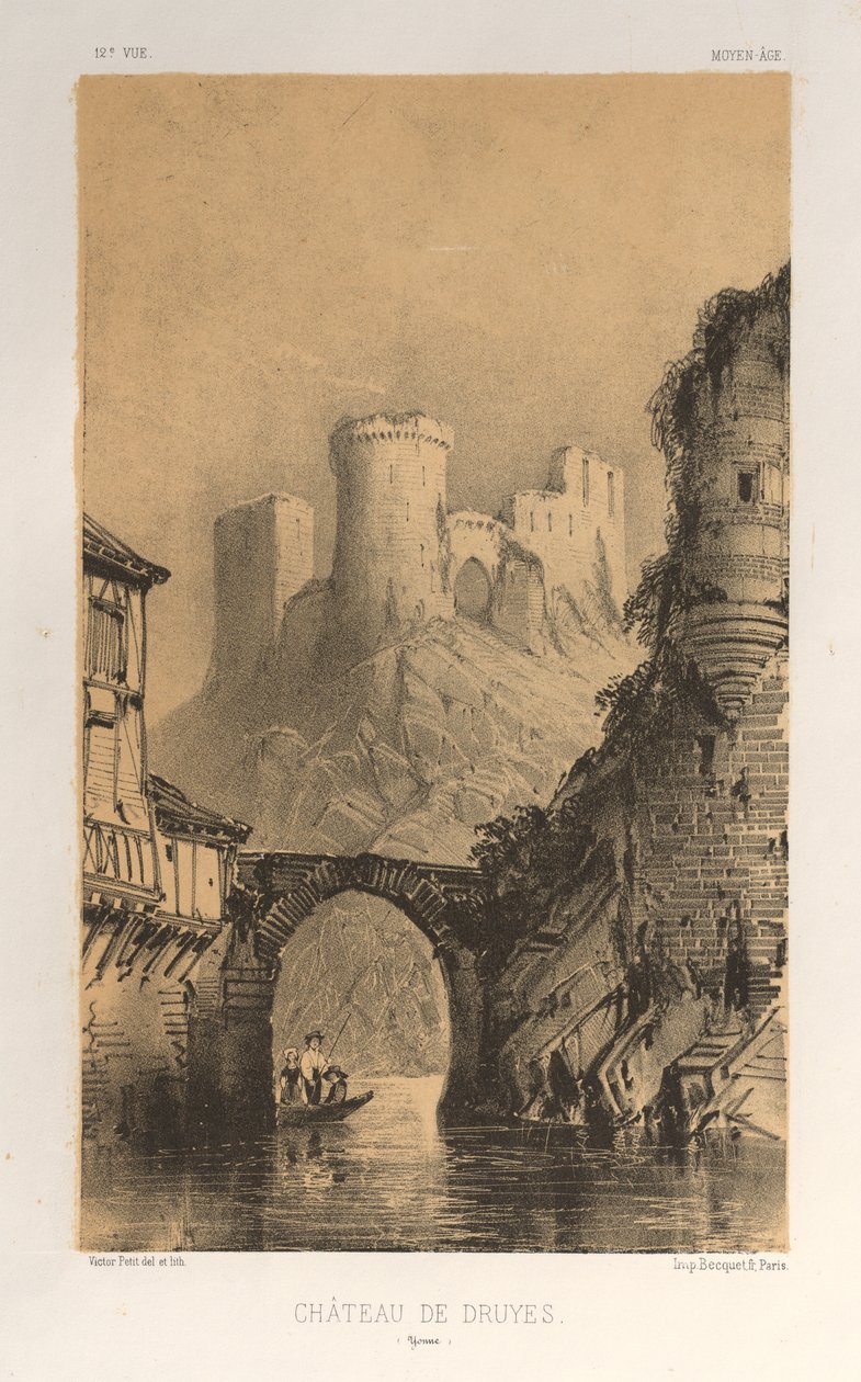 ...pl. 12, Chateau De Druyes Yonne, 1860. af Victor Petit