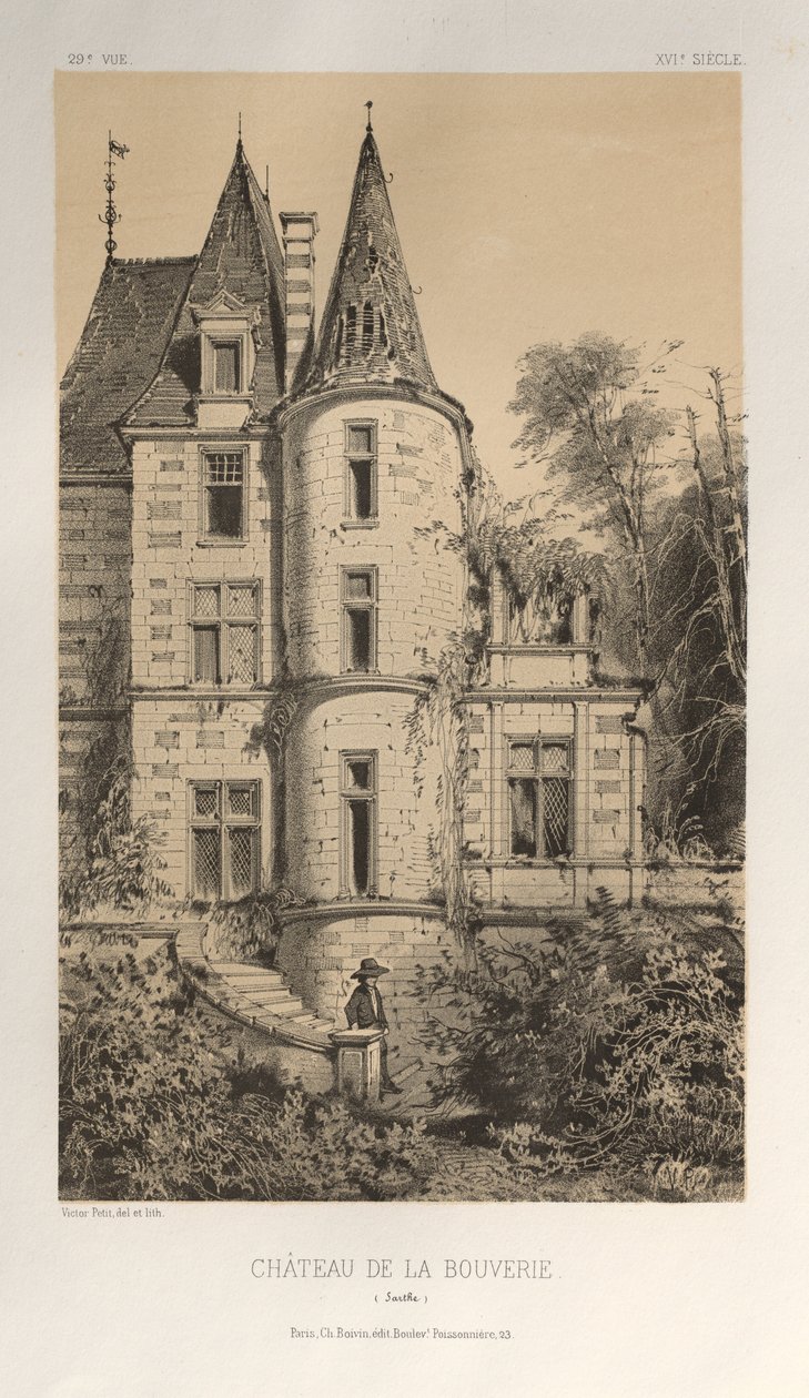 ..Pl. 29, Chateau De La Bouverie Sarthe, 1860. af Victor Petit