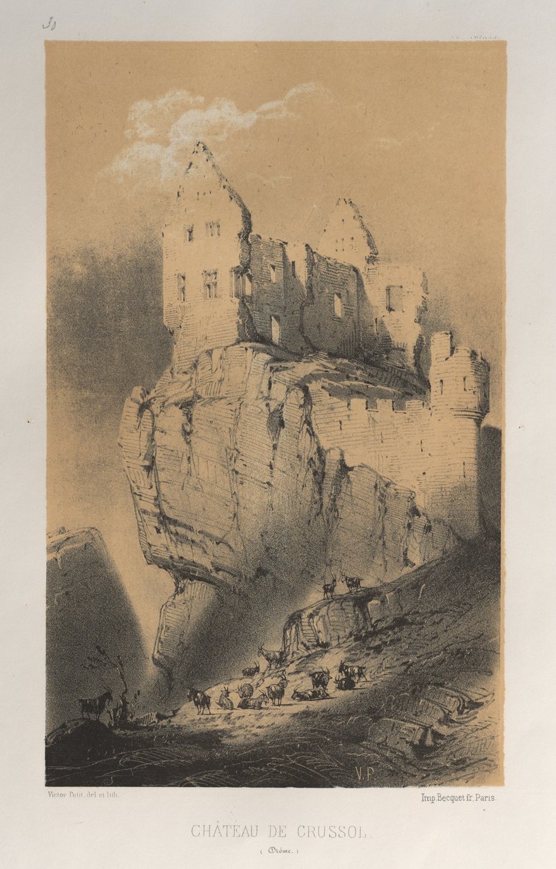 ...pl. 30, Chateau De Crussol Drome, 1860. af Victor Petit