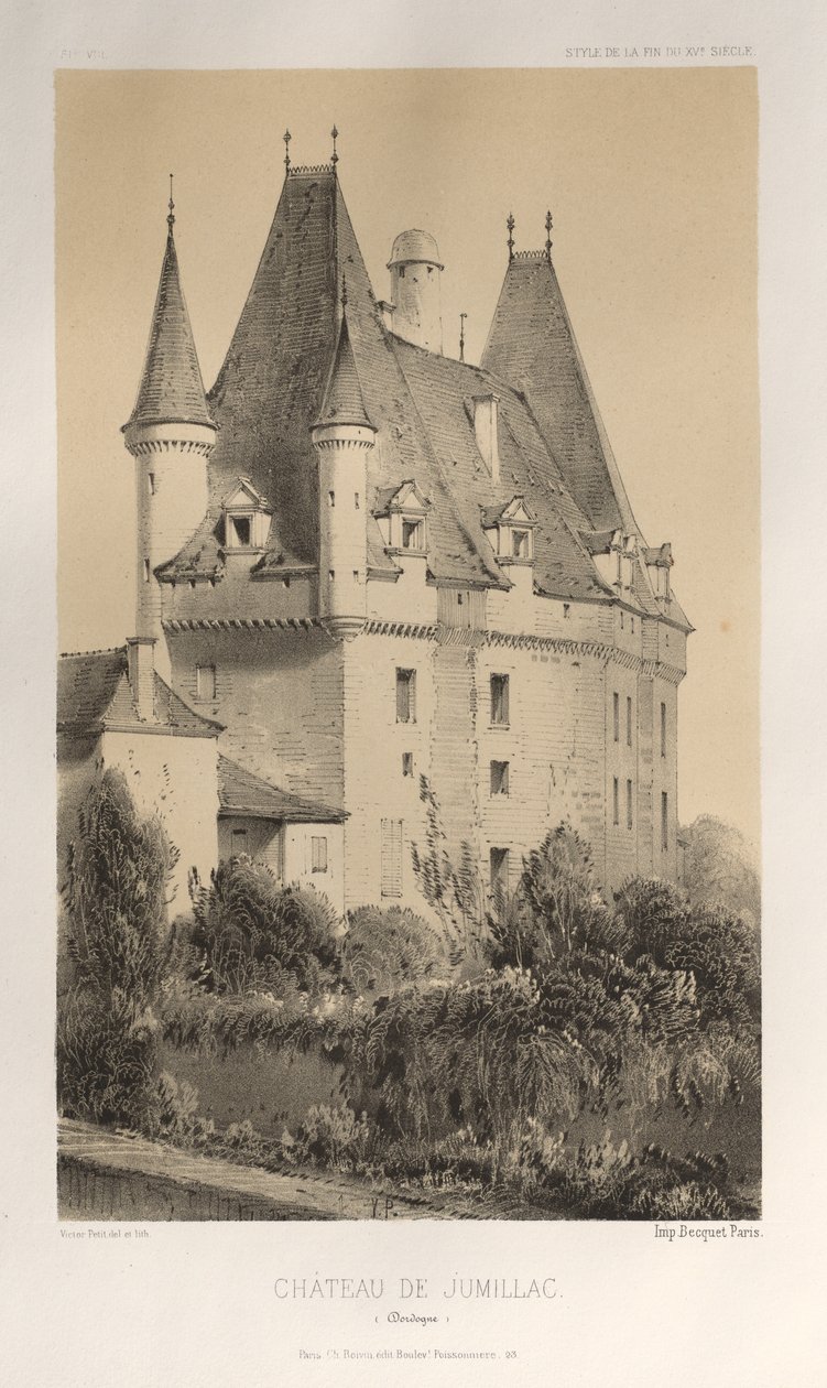 ...pl. 51, Chateau De Jumillac Dordogne, 1860. af Victor Petit