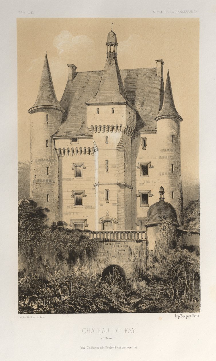...pl. 52, Chateau De Fay Maine, 1860. af Victor Petit