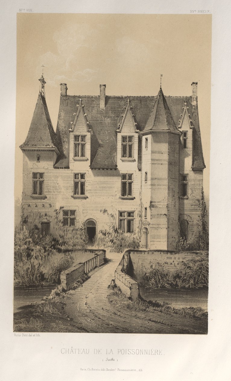 ...pl. 57, Chateau De La Poissonniere Sarthe, 1860. af Victor Petit