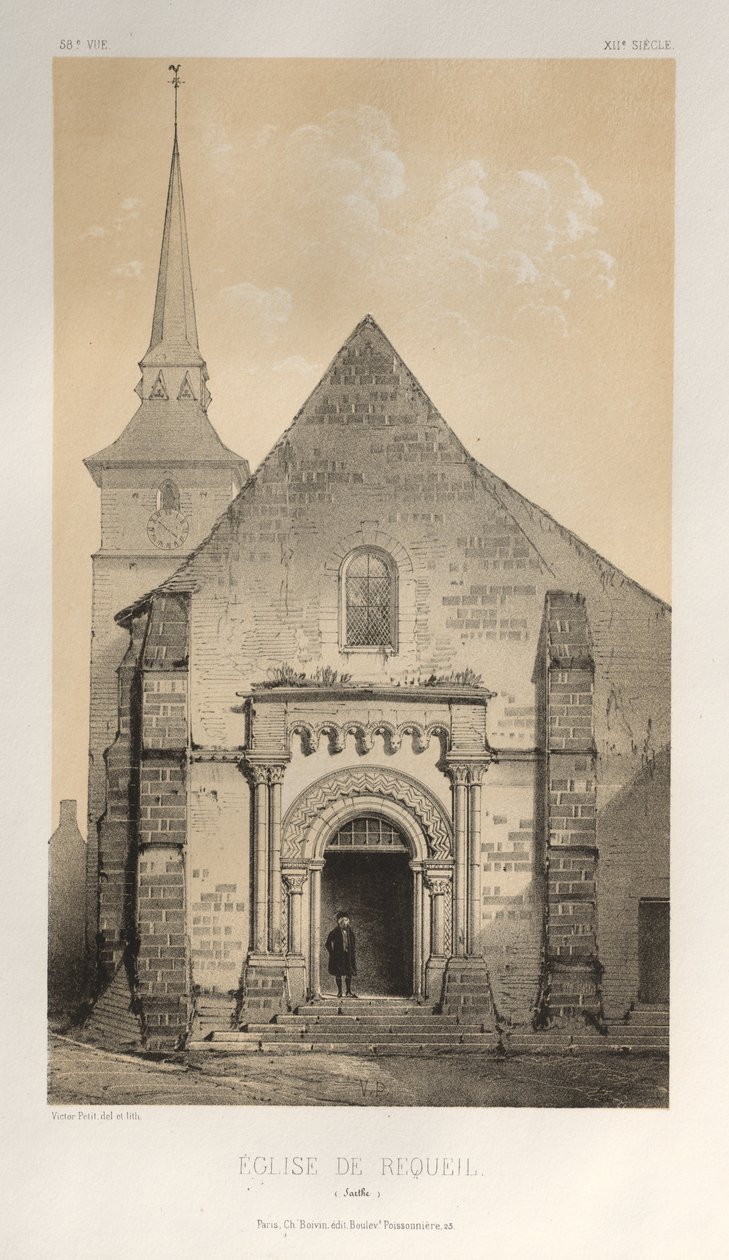 ...pl. 58, Requeil Sarthe-kirken, 1860. af Victor Petit