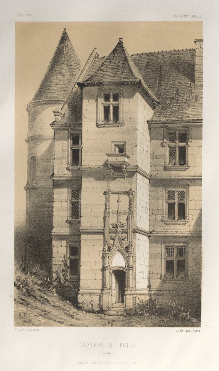 ...pl. 62, Chateau De Folin Yonne, 1860. af Victor Petit