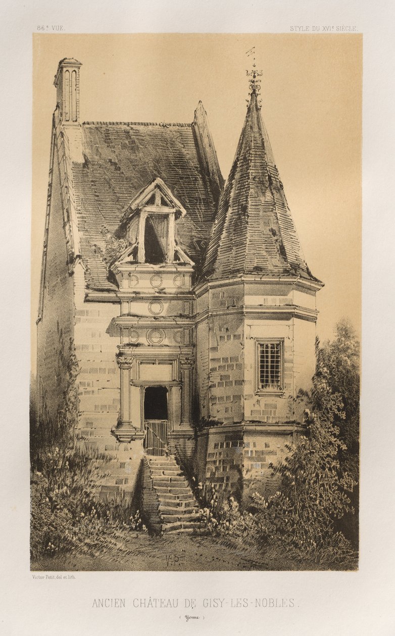 ...pl. 86, Tidligere Slot Gisy-Les-Nobles Yonne, 1860. af Victor Petit