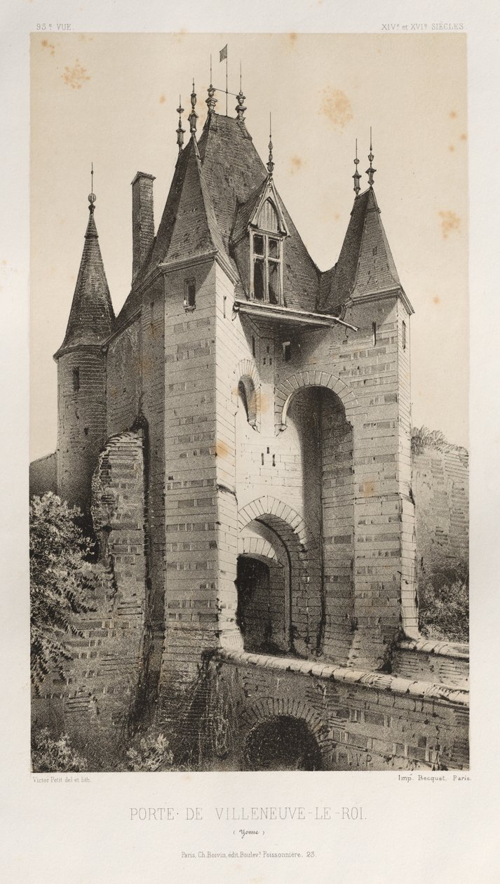 ...pl. 95, Porte de Villeneuve-Le-Roi Yonne, 1860. af Victor Petit