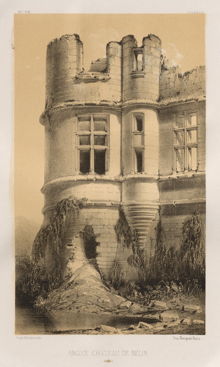 ...pl. 99, Belin Sarthes gamle slot, 1860. af Victor Petit