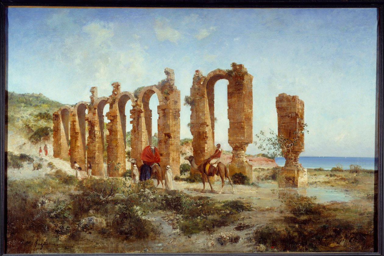 Den romerske akvædukt i Cherchell (Algeriet). Maleri af Victor Pierre Huguet (1835-1902) af Victor Pierre Huguet