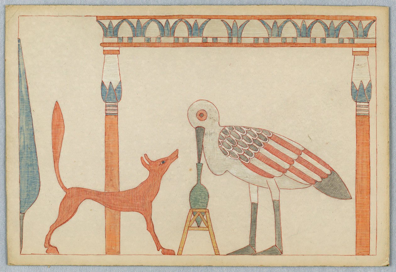 Ræven og Storken, Illustration til Æsops fabler af Victor Wilbour
