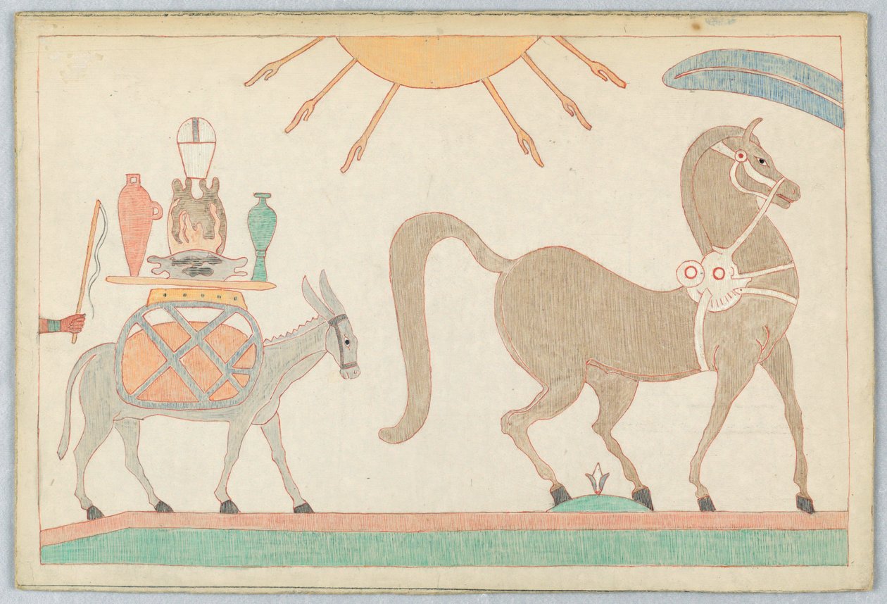 Hesten og æselet, Illustration til Æsops fabler af Victor Wilbour
