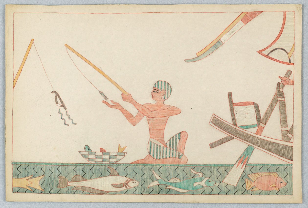 Den lille fisk og fiskeren, illustration til Æsops fabler af Victor Wilbour