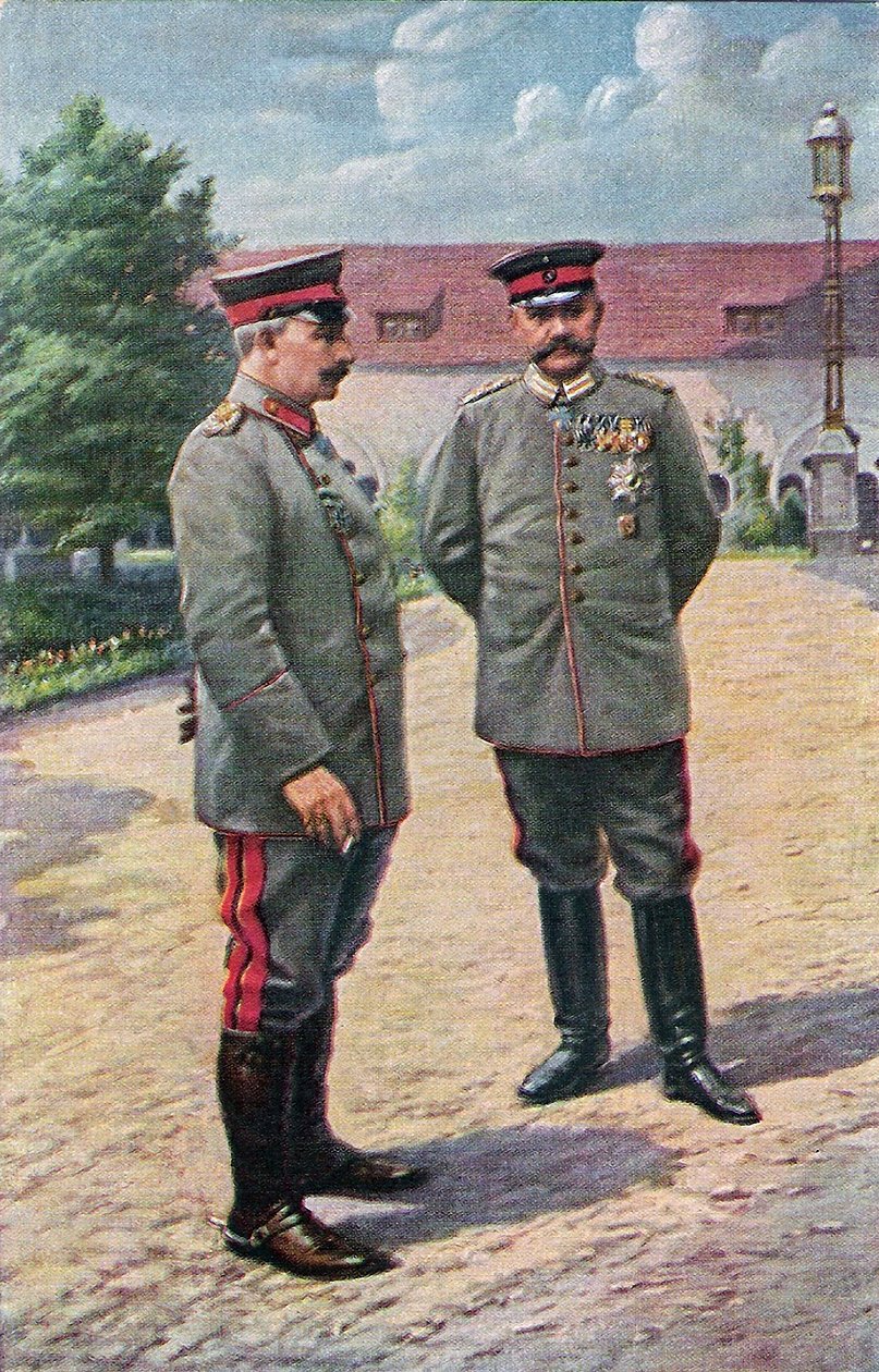 Kaiser Wilhelm II og feltmarskal von Hindenburg poserer foran slottet i Posen, 1915 af Victoria Augusta von Schleswig Holstein