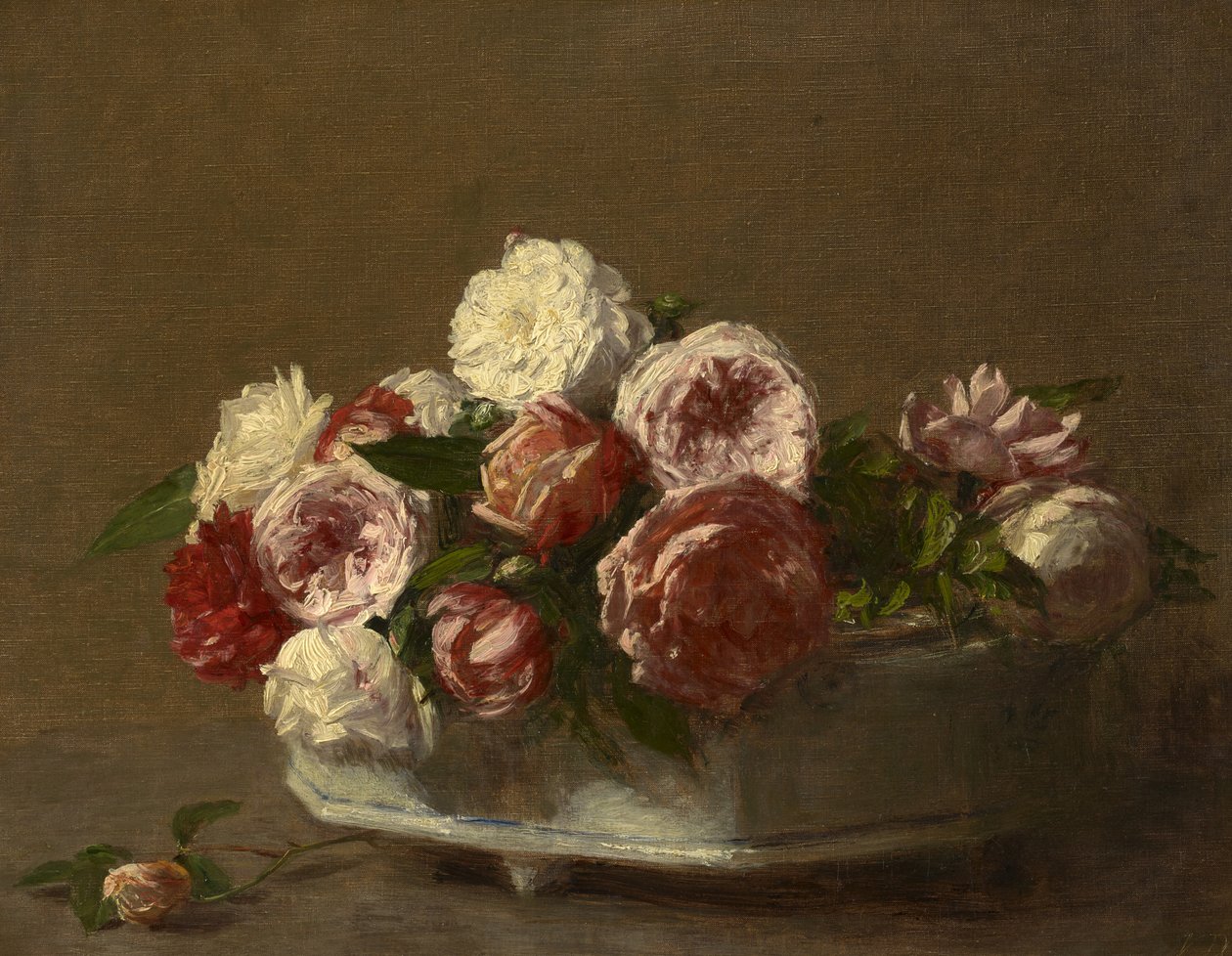 Roser i en porcelæns plantekasse, ca. 1875?-1900 af Victoria Dubourg