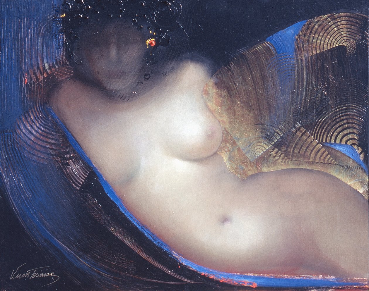 Uden titel, 2004 (Olie på lærred og bladguld) af Victoria Montesinos