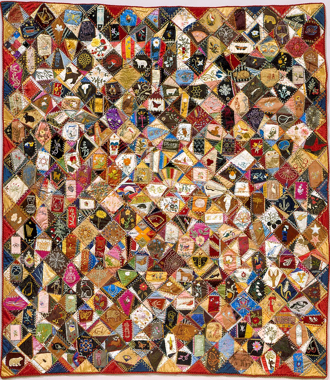 Crazy Quilt (silke, bomuld, uld, hør, stykker, broderet) af Victoriene Parsons Mitchell