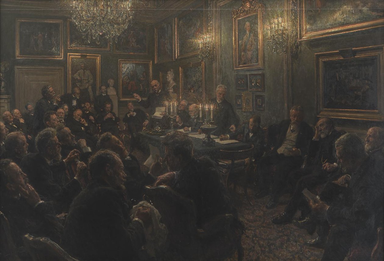 En akademirådsforsamling på Charlottenborg i 1904 af Viggo Johansen