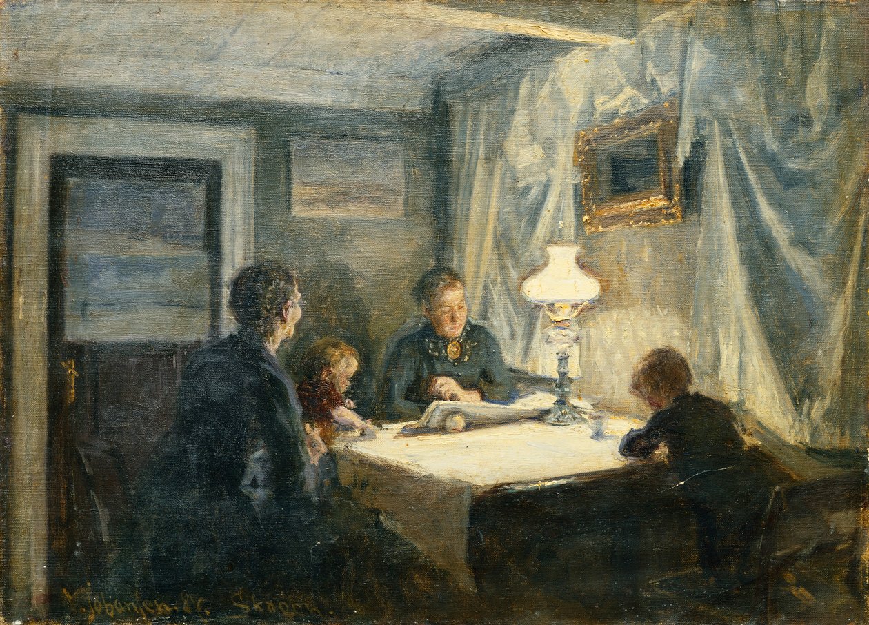 Aften i Skagen (Kunstnerens Familie) af Viggo Johansen