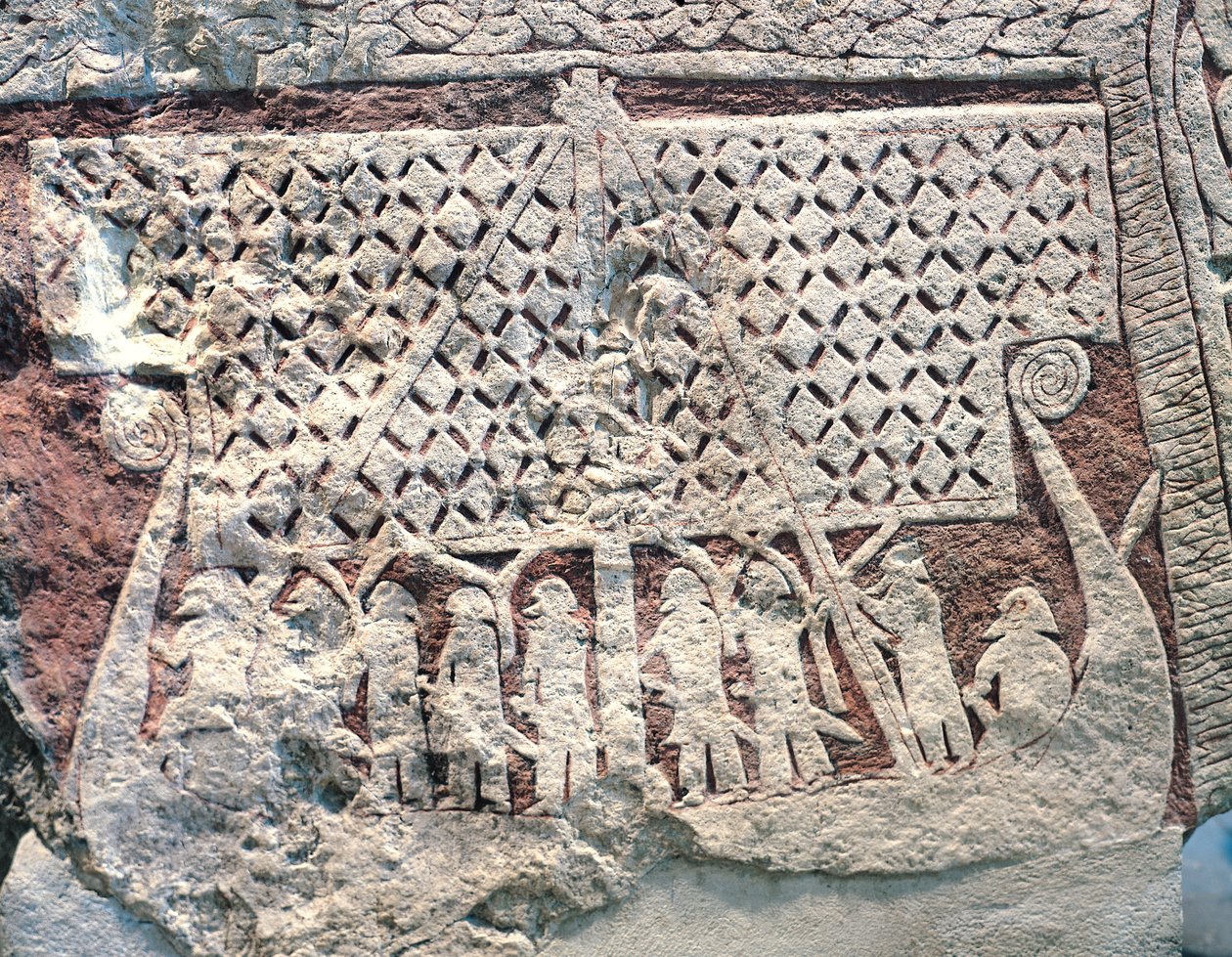 Detalje af en billedsten, der forestiller et vikingeskib, fra Isle of Gotland sten af Viking