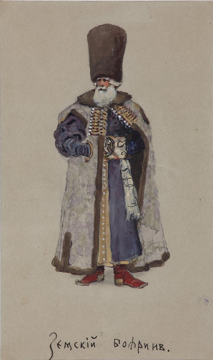 Kostumedesign til operaen The Merchant Kalashnikov af A. Rubinstein, 1901 af Viktor Andreyevich Simov
